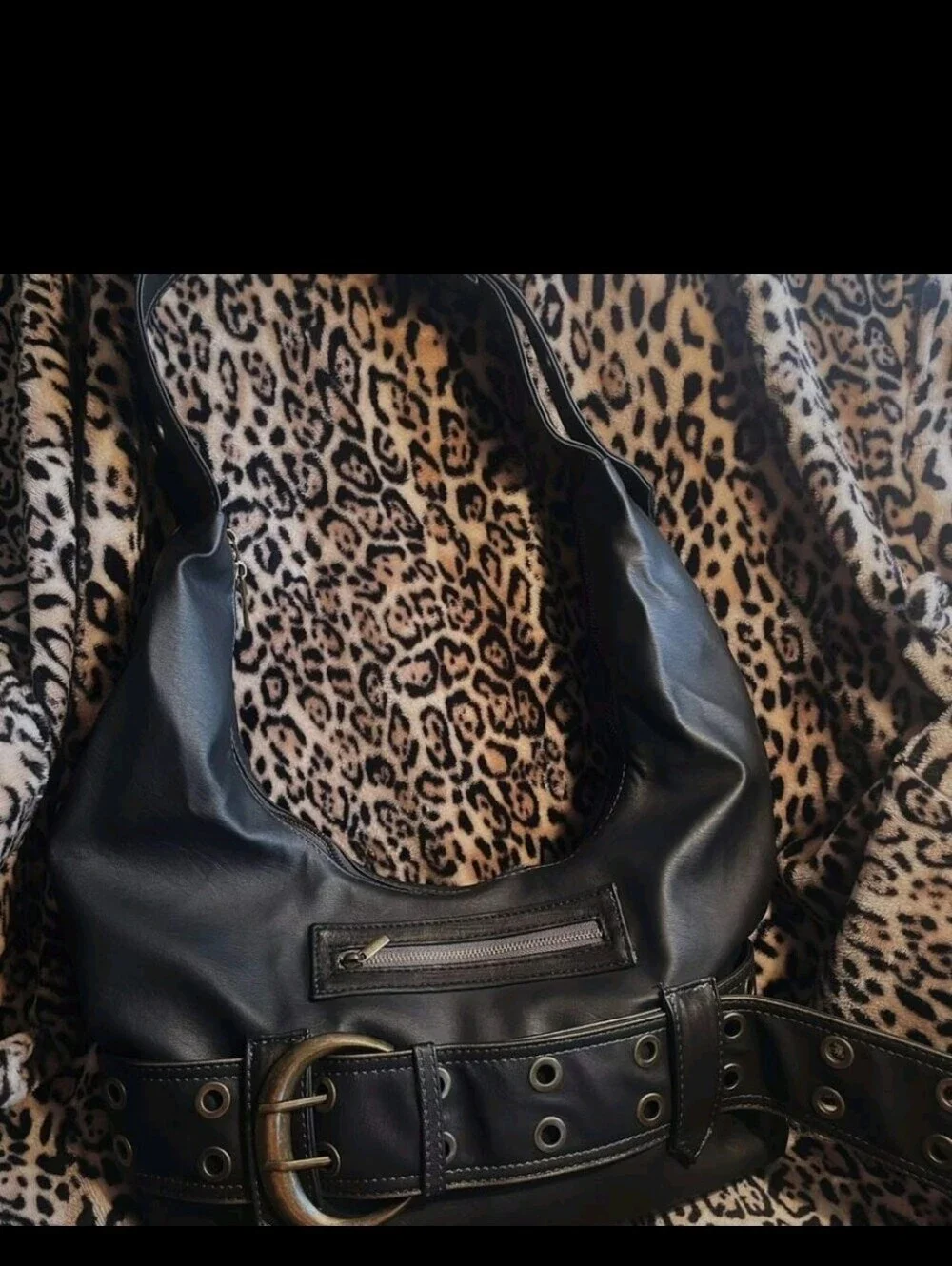 Black Leather Studded Belt-Tote Bag